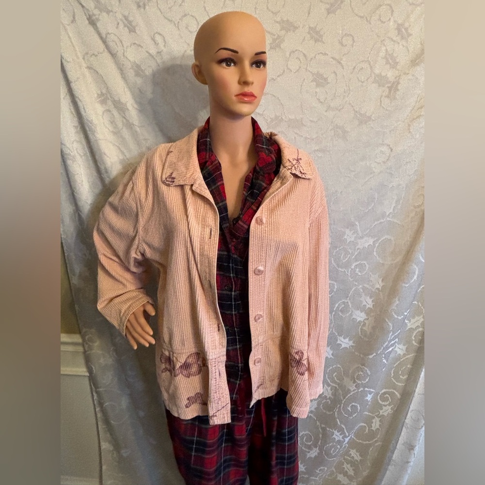 Sweet Jessie Woman Womens 2X Pink Floral Corduroy Jacket (Good Condition)